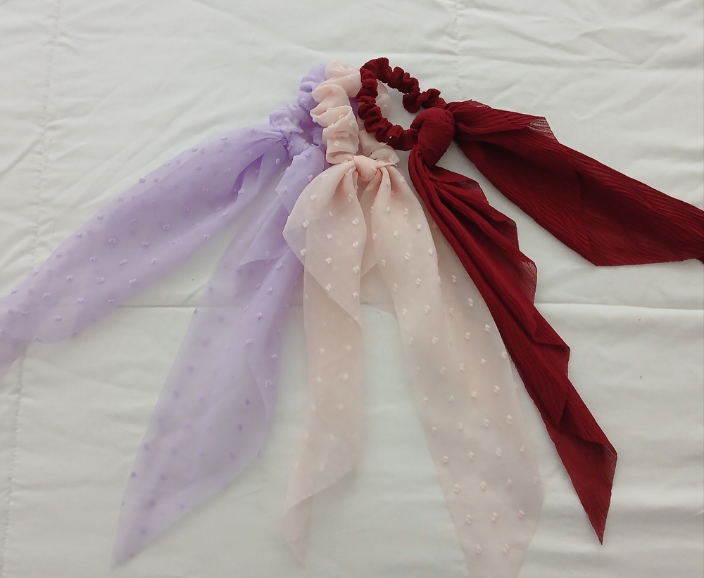 Set of Three Hair Scrunchies Scarf Style